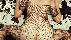 Fishnet Underwear Excites In This Homemade Close-Up Anal Scene With Milf