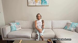 Inked Luna Shows Pierced Nipples And Sucks Dick