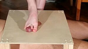 Wow, check this domina stomping cock with bare feet in HD footjob action!