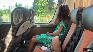 Crazy Guy Whips Out Cock on Public Bus, Girl Helps Him Finish