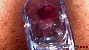 bbw babe spreads legs for anal speculum gaping at home