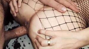 Fishnet Underwear Excites In This Homemade Close-Up Anal Scene With Milf