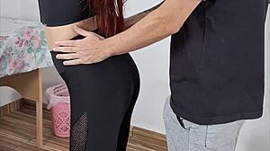 Gym instructor fucks young teen, makes her squirt and swallow cum.