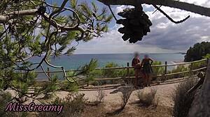 I flashed my cock to a French girl on the beach path, and she made me cum in her mouth.