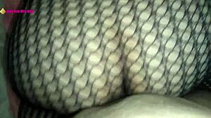 Doggystyle pounding with big balls on curvy bbw in fishnets