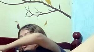 rich young beauty masturbates solo at home