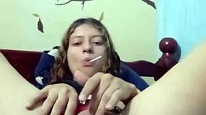 rich young beauty masturbates solo at home