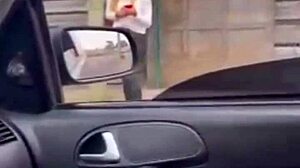 Argentina rica gets caught on the street unexpectedly.