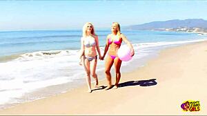 Игра в пляжный волейбол превращает Кали Картер и Кэти Паркер в лесбийских маньячек!