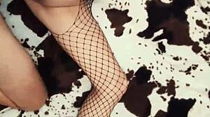 Fishnet Underwear Excites In This Homemade Close-Up Anal Scene With Milf