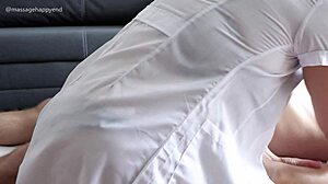 asian massage girl gives perfect handjob with huge cum