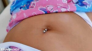 Brazilian girl fingers herself in bedroom until panties soak