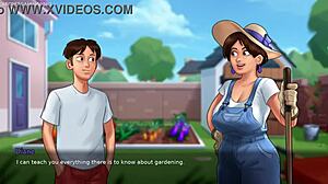 Big Titted Milf Plays With Horny Guy In Garden!