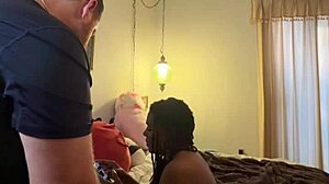 homemade amateur ebony calls husband about working late