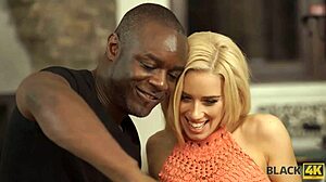 Blonde spots black BF's huge rod during selfie and dives into intense sex.