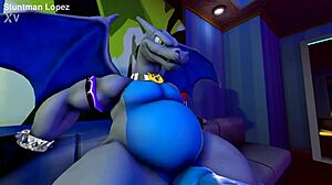 Silverzard Dominates with Massive Cock and Huge Tits Display