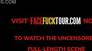 Watch this submissive blonde teen get dominated in a sloppy deep throat blowjob!