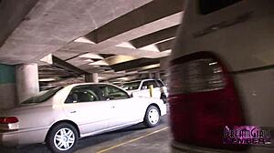 wild public flashing with college cutie shaved pussy