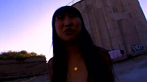 Asian slut sharon lee takes deep anal fucking outdoors!
