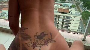 Bold Carioca Hammers Japanese Pussy On Hotel Balcony POV