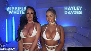 CURVY BODY BABES HAYLEY DAVIES AND JENNIFER WHITE SHARE COCK IN POV MISSIONARY