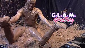 feeling wild with glam mud wrestling and big tits