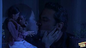 a brunette with small 18+ tits seduces a guy to fuck her through the whole night!