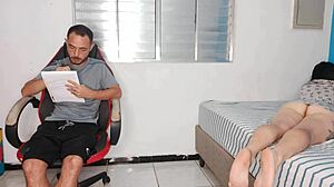 excited stepsister exposes her fat ass to tease her stepbrother with dirty talk and rough foreplay