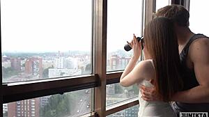 public sex on the balcony real orgasms part 1