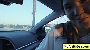 Sexy Asian Hottie Plays Big Boobs in Car!