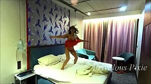 At the techno party, this slut got wild with public flashing and rough amateur moves.