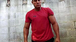 yuri gaucho brazilian bear bodybuilder gives naked handjob with armpit action leading to monster cock cumload