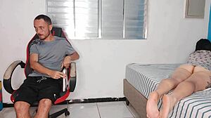 excited stepsister exposes her fat ass to tease her stepbrother with dirty talk and rough foreplay