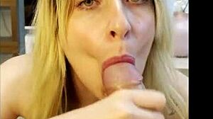 Blonde whore says, 'Intense POV blowjob for stepfather'