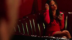 Petite Presley Hart screams, 'Slam me harder on the couch in stockings!'