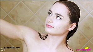 Man, this cute teen slut just hopped in the shower after casting!