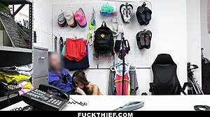 Loss prevention officer punishes hot teen for bikini theft with doggystyle fuck