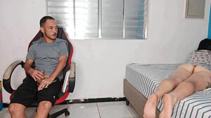 excited stepsister exposes her fat ass to tease her stepbrother with dirty talk and rough foreplay