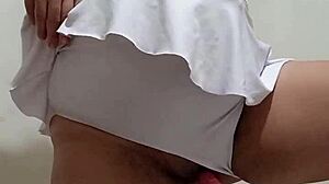 brazilian chubby solo masturbates with vibrator announcing orgasm