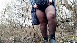 Plump Mother-in-Law Rubs Palm on Wet Homemade Pussy.