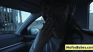 Sexy Asian Hottie Plays Big Boobs in Car!