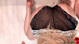 beautiful blonde sloppy blowjob closeup and oral creampie