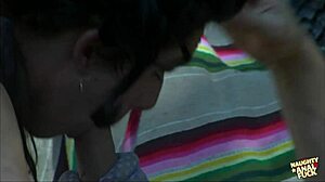 a brunette with small 18+ tits seduces a guy to fuck her through the whole night!