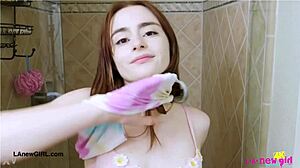 Man, this cute teen slut just hopped in the shower after casting!