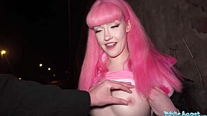 I removed her chastity belt and creampied that wet pussy right there in public