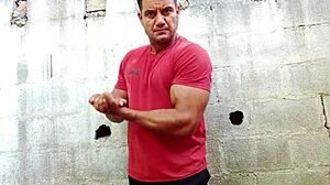 yuri gaucho brazilian bear bodybuilder gives naked handjob with armpit action leading to monster cock cumload