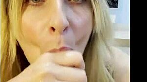 Blonde whore says, 'Intense POV blowjob for stepfather'