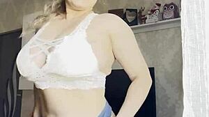 Blonde Girl with Glasses Dances Seductively.