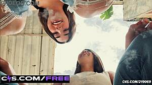 Towering Latina Goddesses Crush Tiny Soldiers In Outdoor Fetish Play!