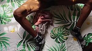 black naked slut takes monster cock in pussy